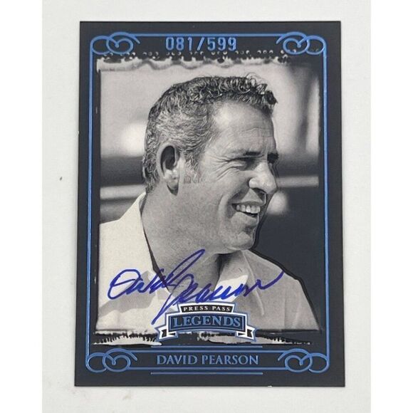 David Pearson Signed Press Pass Legends Card Limited Edition 081/599 NASCAR - Picture 1 of 3